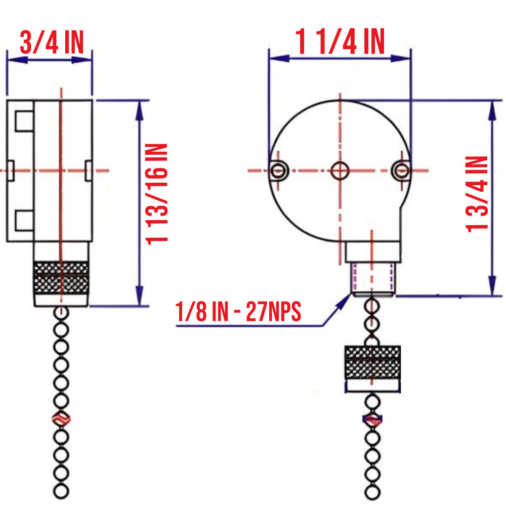 Zing Ear ZE-208S 4 Wire Pull Chain Ceiling Fan Reverse Switch