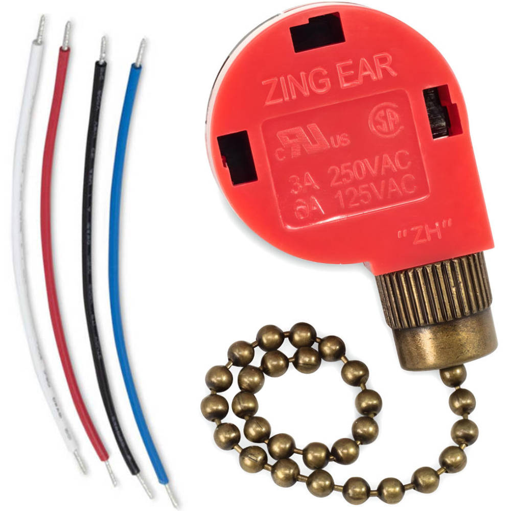 Zing Ear ZE-268S1 3 speed 4 wire pull chain fan switch replacement - bronze