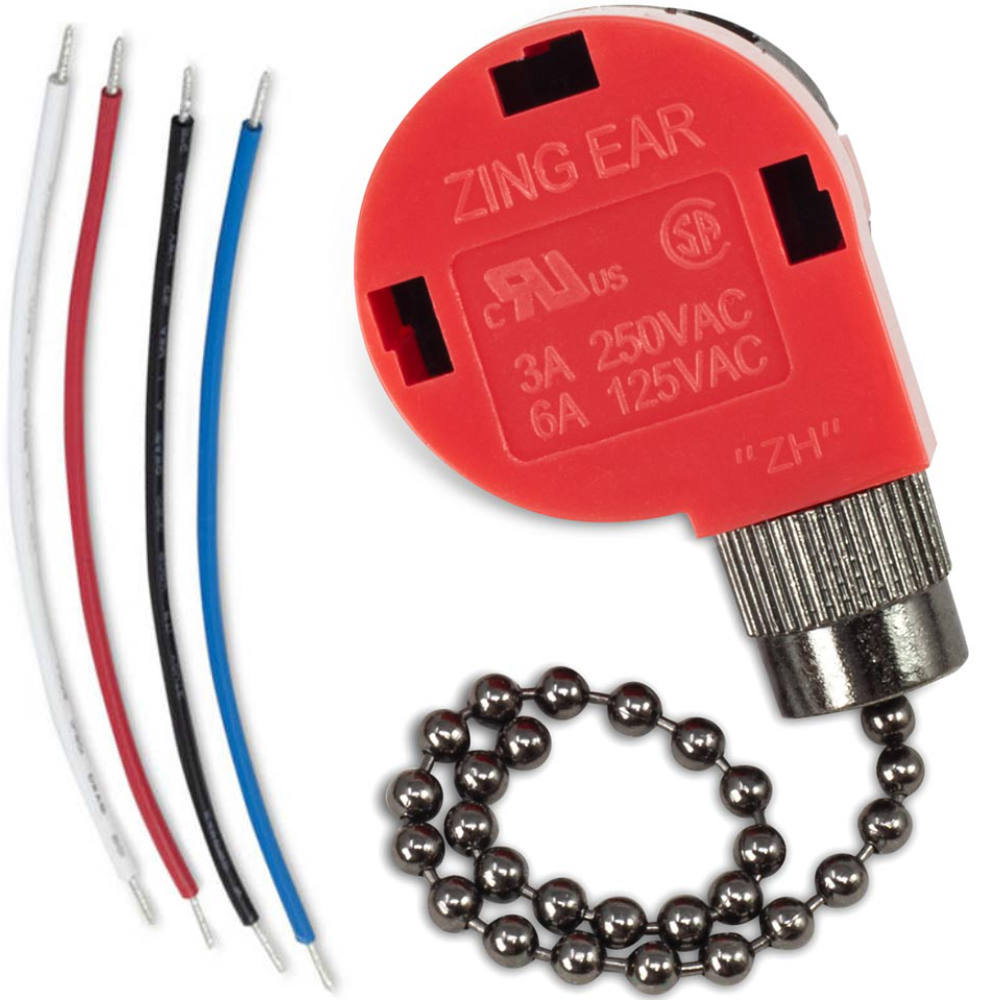 Zing Ear ZE-268S1 3 speed 4 wire pull chain fan switch replacement - black nickel