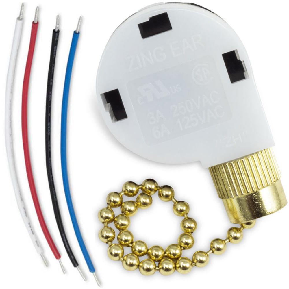 Zing Ear ZE-268S2 3 speed 4 wire fan speed replacement switch - brass