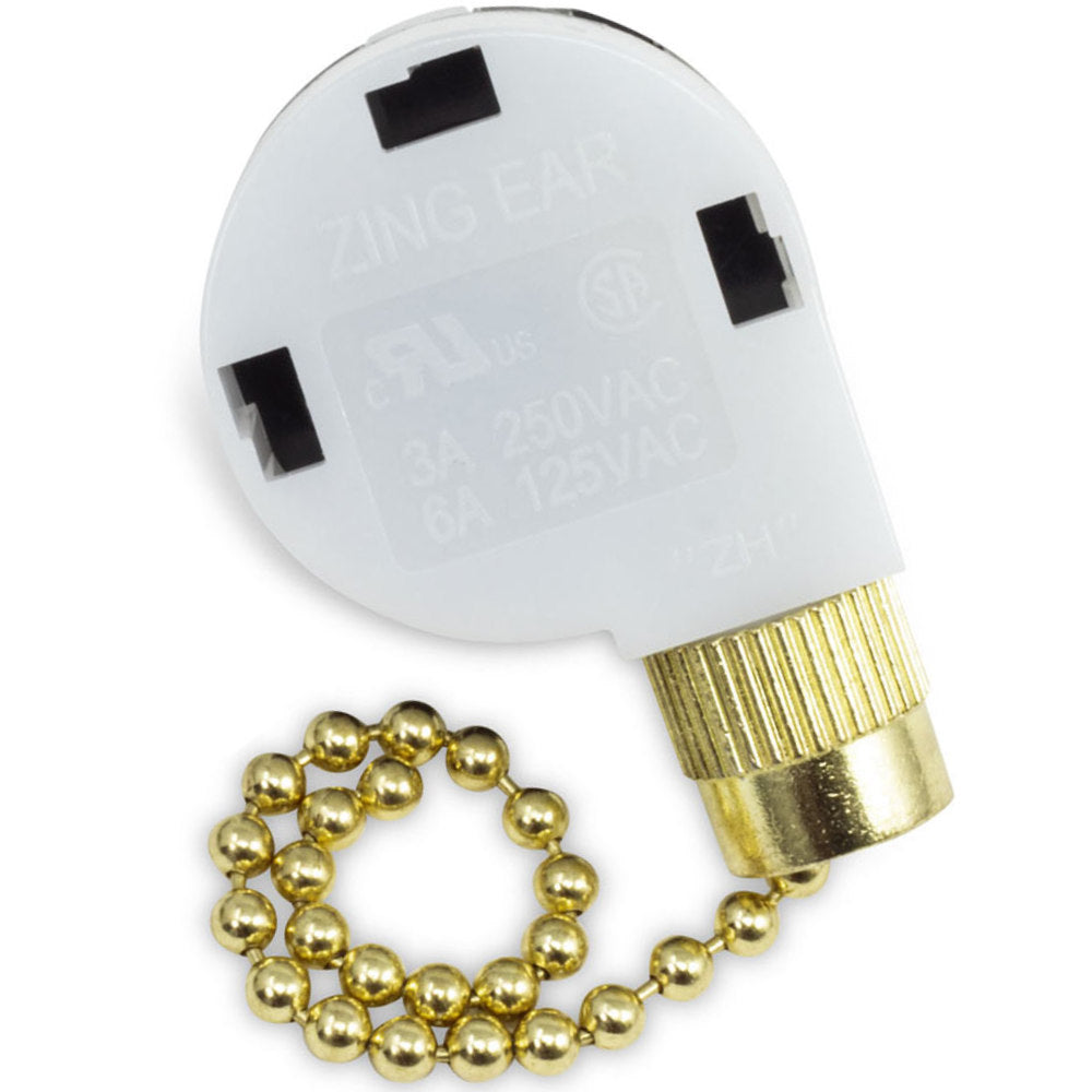 Zing Ear ZE-268S2 3 speed 4 wire fan speed replacement switch - brass