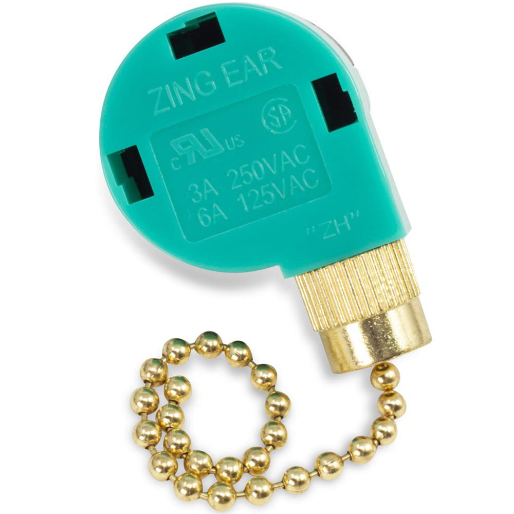 Zing Ear ZE-268S6 3 speed 4 wire pull chain fan switch replacement - brass