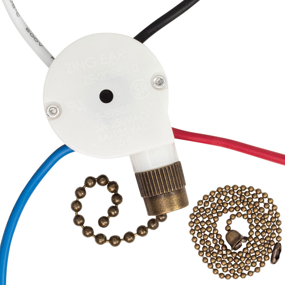 Zing Ear ZE-208S E898885 4 Wire 3 Speed Ceiling Fan Switch Replacement